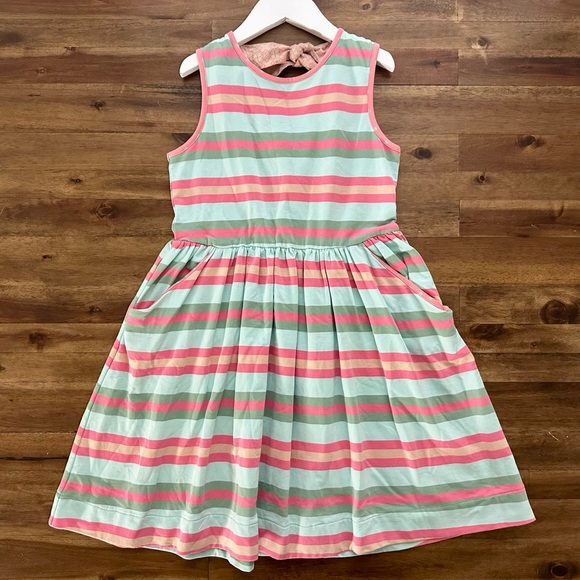 Matilda Jane Happy & Free Easy Living Dress 10  Green Sleeveless Stripes Knit - Picture 2 of 8